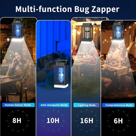 Solar Bug Zapper Outdoor 2024 Upgraded, Human Motion Sensor Mosquito Zapper - Picture 2 of 8
